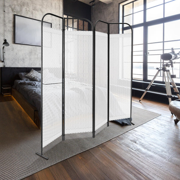 4-Panel Freestanding Room Divider with 3D Fabric Panels