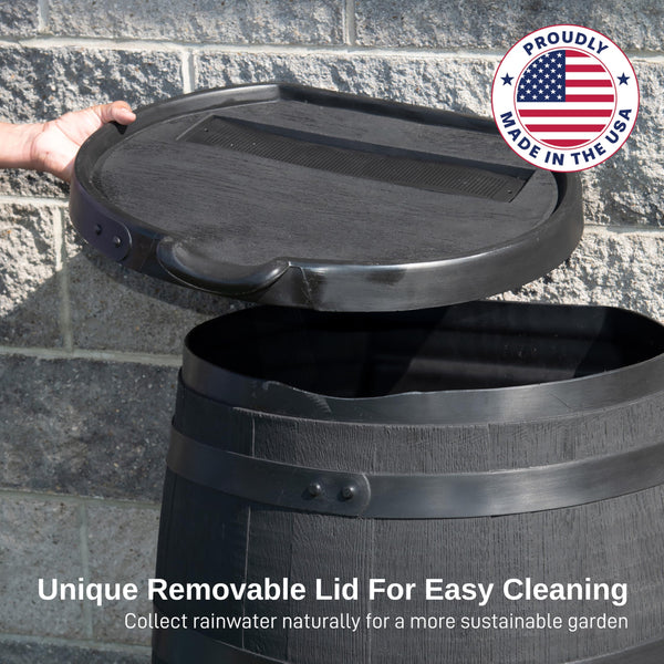 55-Gallon Flat Back Eco Rain Barrel with Removable Lid
