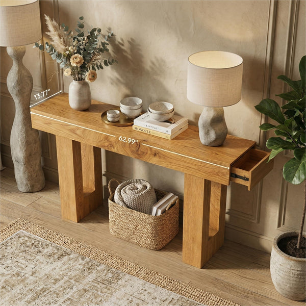 63" Farmhouse Console Table with Drawers