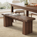 47-Inch Wooden Entryway Bench with Wavy Edge Design
