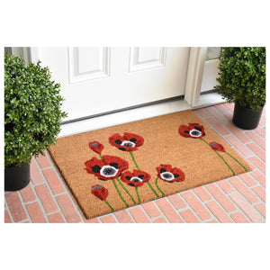 Red Poppies Coir Doormat