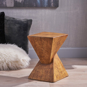 Concrete Accent Side Table – Twisted Hourglass Design