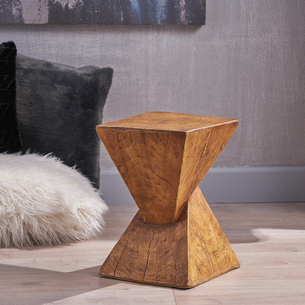Concrete Accent Side Table – Twisted Hourglass Design
