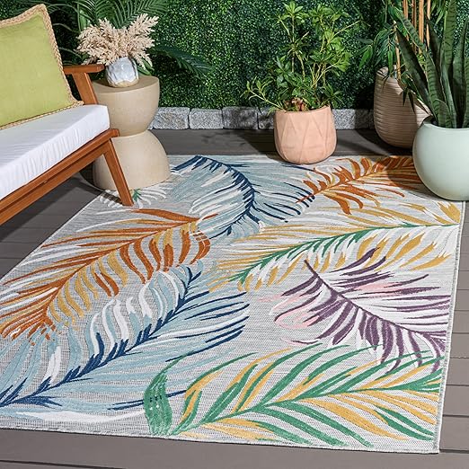 Indoor Outdoor Area Rug 8x10 – Stain & UV Resistant, Machine Woven Polyester