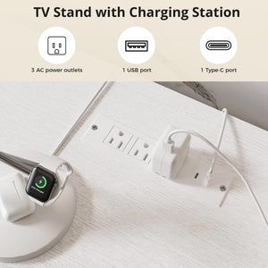 Extendable TV Stand with LED Lights & Charging Station