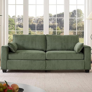 Modern Corduroy Loveseat Sofa with Removable Cover & Spring Cushions