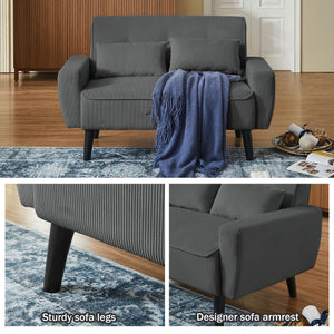 4-Piece Corduroy Living Room Set – Sofa, Loveseat & Ottoman