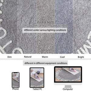 Round Cotton Alphabet Play Rug – 59 Inch, Grey