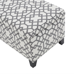 Fabric Storage Ottoman – Grey Geometric Patterned