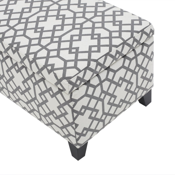 Fabric Storage Ottoman – Grey Geometric Patterned