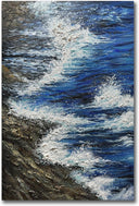 24x36" Hand-Painted 3D Texture Abstract Sea Wave Oil Painting – Modern Minimalist Canvas Wall Art