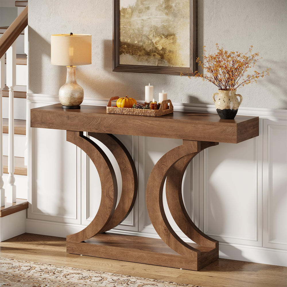 43-Inch Narrow Console Table with Curved Legs