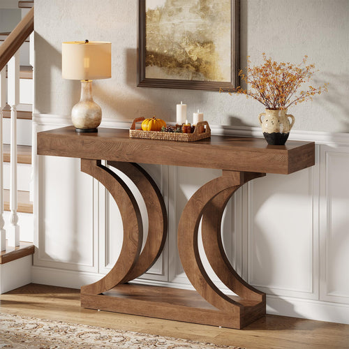 43-Inch Narrow Console Table with Curved Legs