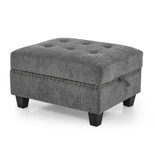 U-Shape Modular Sectional Sofa with Ottoman – Grey Chenille