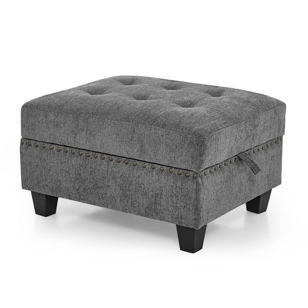 U-Shape Modular Sectional Sofa with Ottoman – Grey Chenille