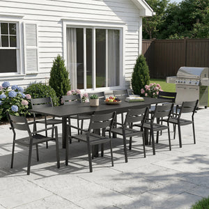 Expandable Aluminum Outdoor Dining Table – 53" to 106", Seats 6–10