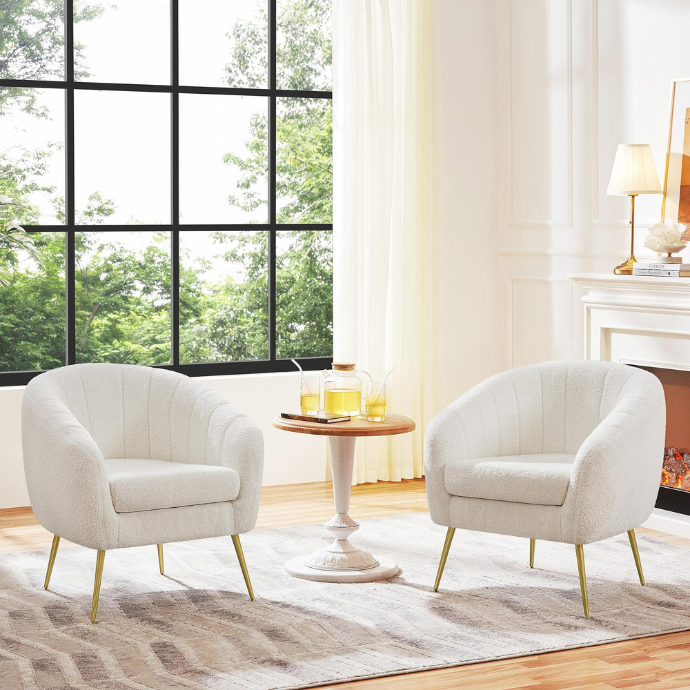 Boucle Barrel Accent Chair with Removable Cushion