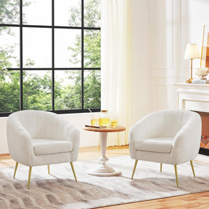 Boucle Barrel Accent Chair with Removable Cushion