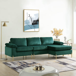 101" L-Shaped Velvet Sectional Sofa with Chaise
