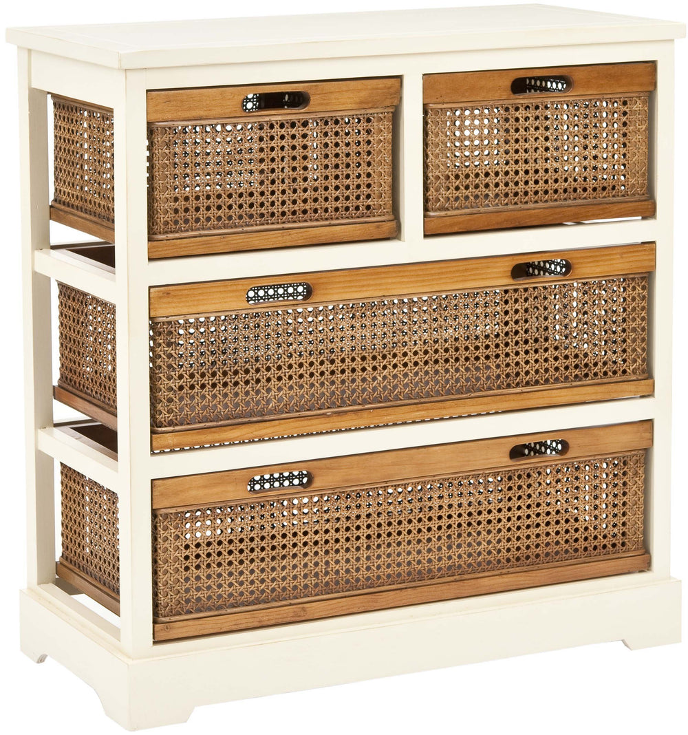 4-Drawer Storage Cabinet with Pine Wood Frame