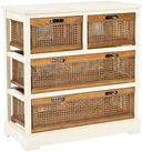 4-Drawer Storage Cabinet with Pine Wood Frame