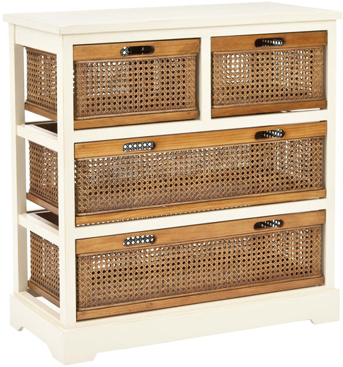 4-Drawer Storage Cabinet with Pine Wood Frame