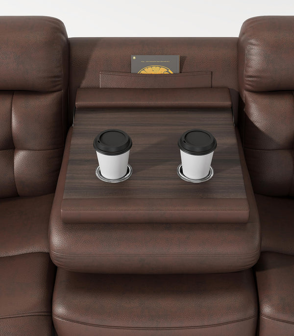 Manual Reclining Sofa with Drop-Down Table & Wireless Charger