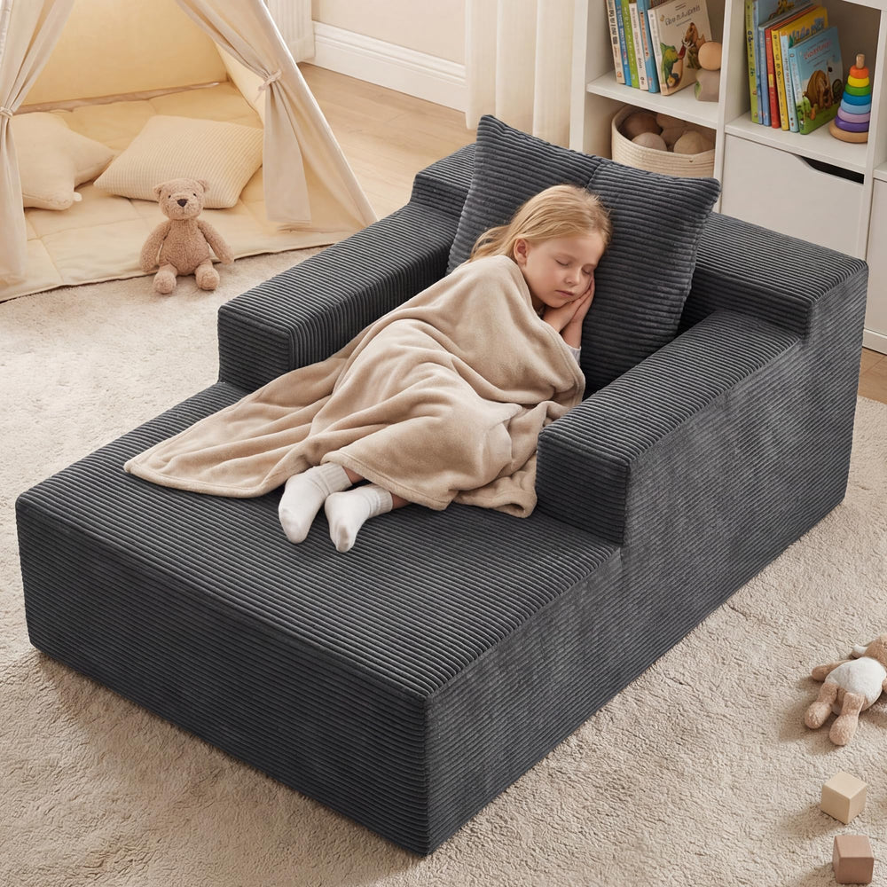 Corduroy Chaise Lounge Chair with Boneless Foam