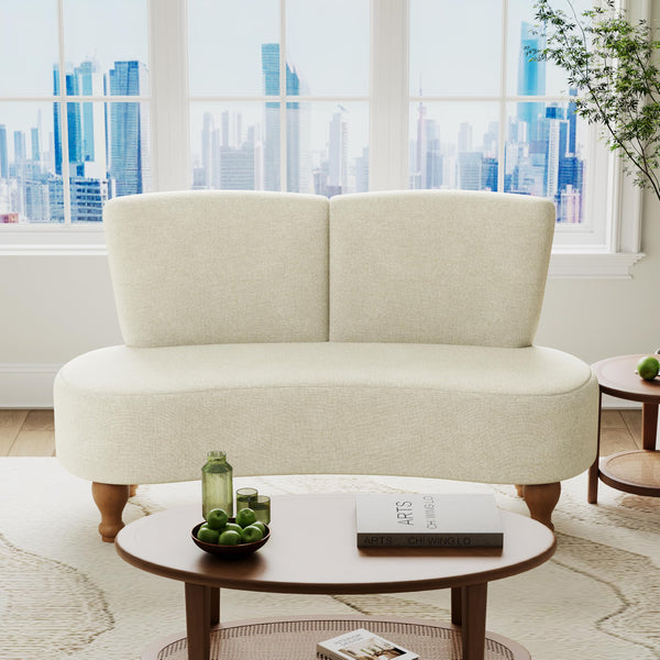 49" Curved Loveseat Sofa with Wooden Legs