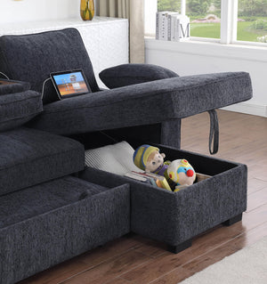 L-Shaped Sleeper Sectional Sofa with Storage & Charging