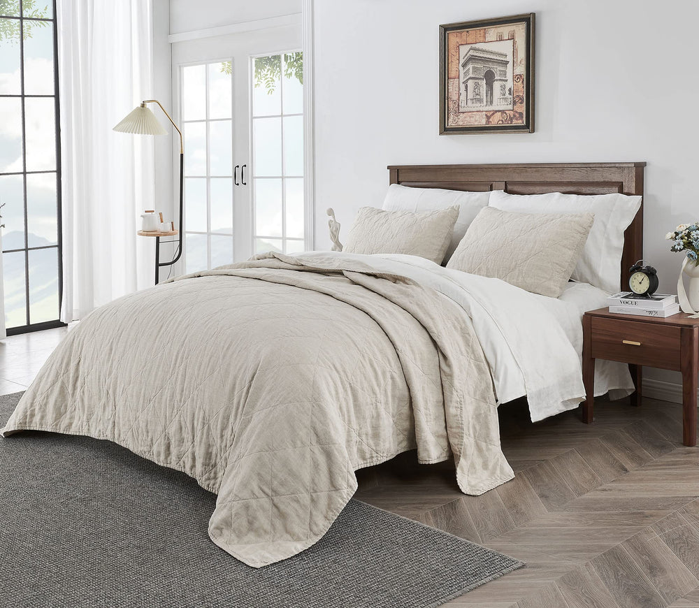 French Linen Quilt Set – 3 Piece Bedding Set