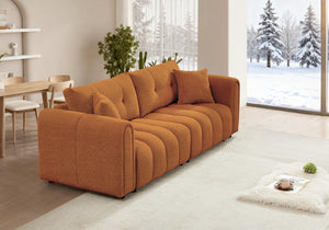 Tufted Boucle Sofa with Rolled Arms - 3-Seat Oversized Loveseat
