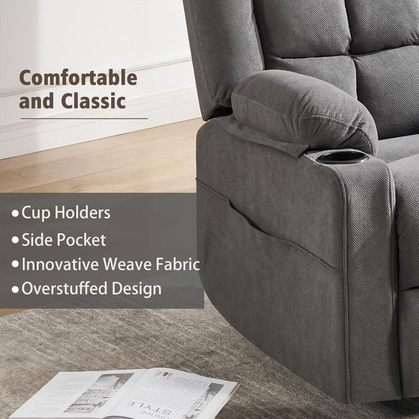 Swivel Rocker Recliner Chair with Massage & Heat