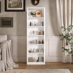 75" Tall 6-Tier Bookcase with 2 Adjustable Shelves