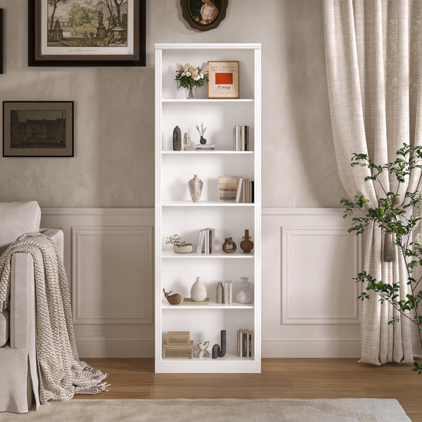 75" Tall 6-Tier Bookcase with 2 Adjustable Shelves