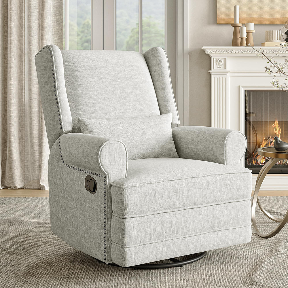 Swivel Glider Recliner Chair with Footrest & Lumbar Pillow
