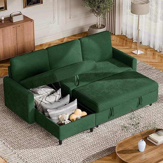 L-Shaped Sleeper Sofa with Storage Chaise