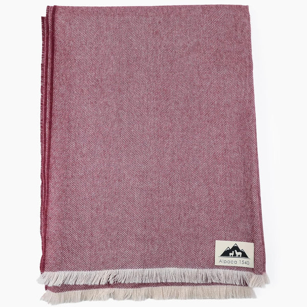 Baby Alpaca Wool Throw Blanket – Herringbone Woven