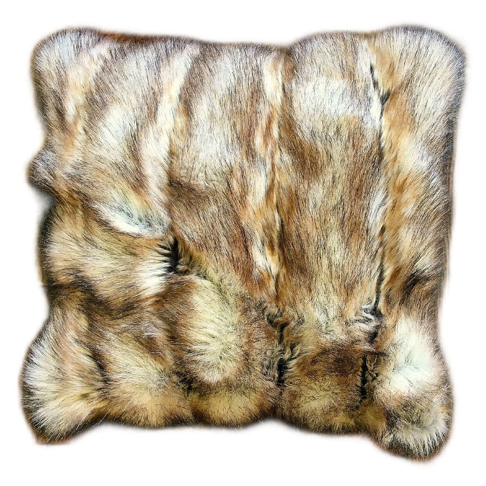 Brown Faux Fur Pillow Cover Sham 16x16 — Two-Sided, Handmade