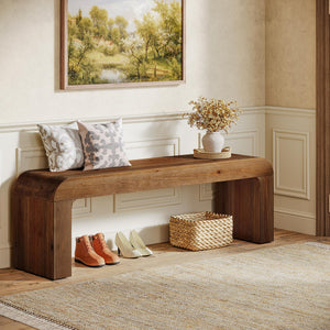 Solid Wood Dining Bench 55-Inch | Indoor Entryway & Bedroom Bench