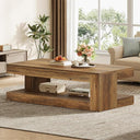 2-Tier Farmhouse Coffee Table, 47" Rectangular Living Room Center Table
