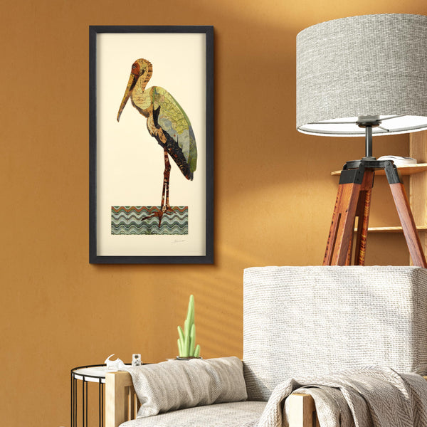 Crane 3D Paper Collage Wall Art – Framed & Ready to Hang