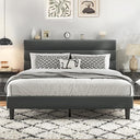 Velvet Upholstered Platform Bed Frame with Headboard