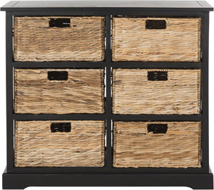 Wicker Basket Storage Chest with Distressed Wood Frame