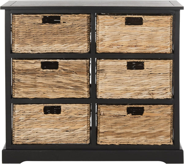 Wicker Basket Storage Chest with Distressed Wood Frame