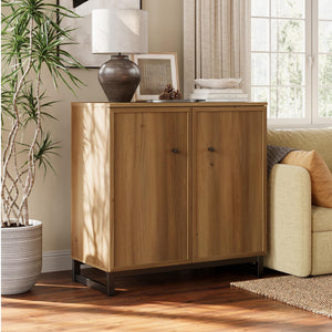 Modern Farmhouse Sideboard Cabinet with Metal Frame Base