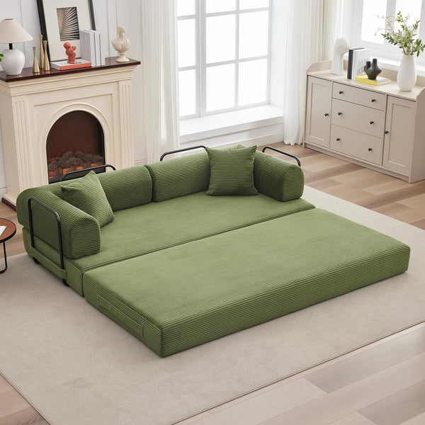 Convertible Sleeper Sofa Bed – Corduroy Folding Couch with Pillow