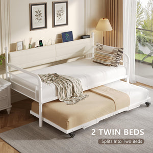 Twin to King Daybed with Pop-Up Trundle and Charging Station