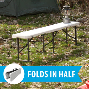 6-Foot Fold-in-Half Folding Bench – White Granite