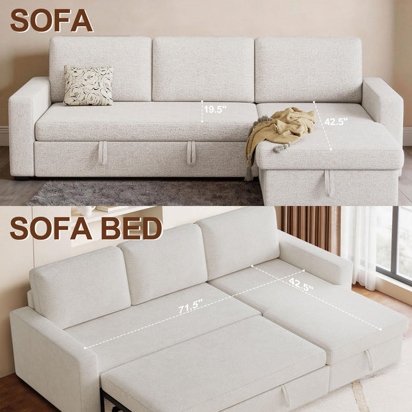 81.5" L-Shaped Sleeper Sofa Bed with Storage Chaise